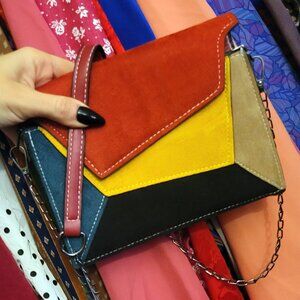 Retro 80s New Wave Style Colorblock Cross Body Bag